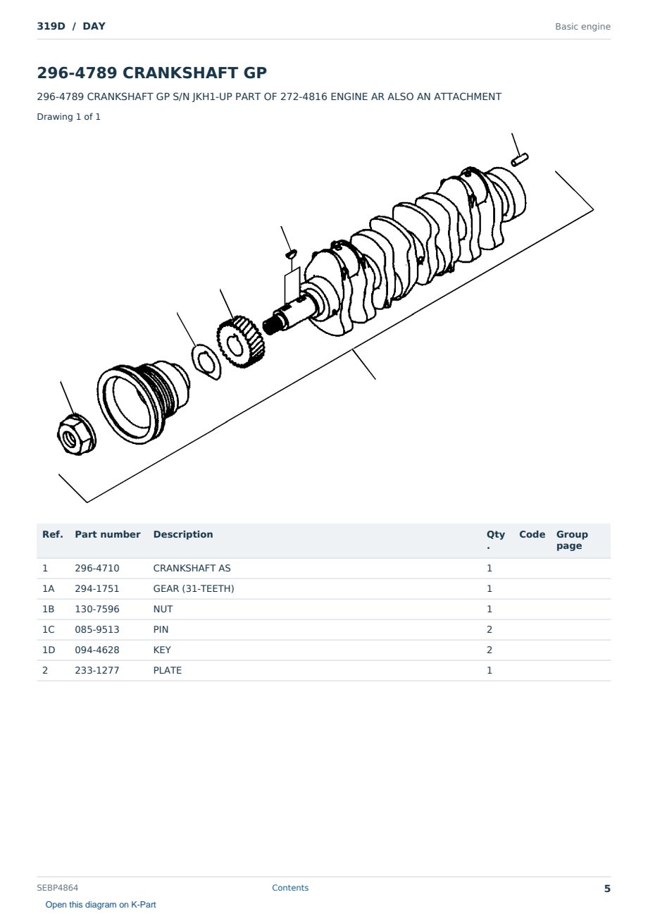 Caterpillar 319D S/N DAY Partsbook SEBP4864 (English) - sample page 5 of 10 Caterpillar 319D S/N DAY Partsbook SEBP4864 (English) - sample page 5 of 10