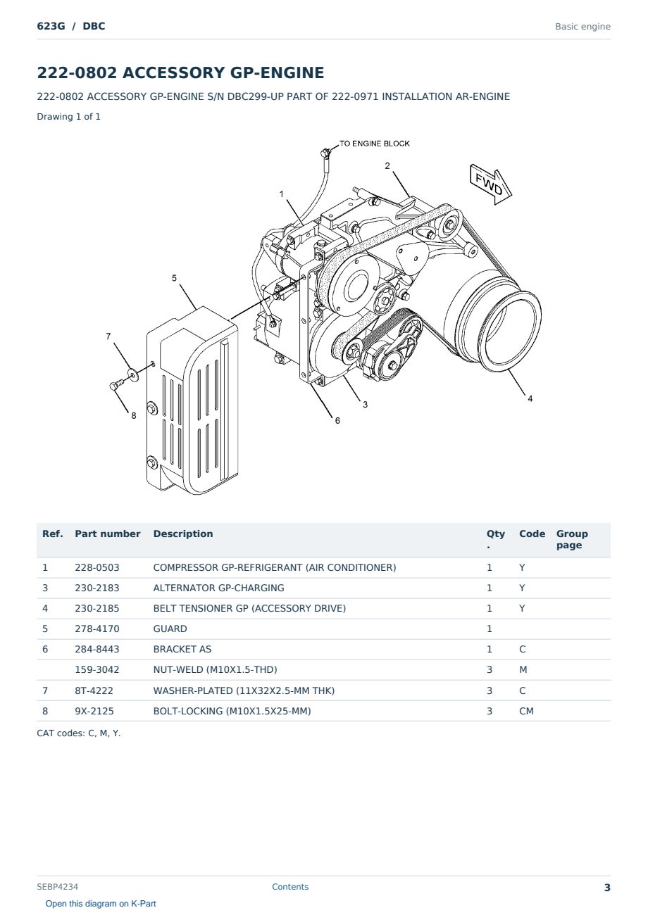 Caterpillar 623G S/N DBC Partsbook SEBP4234 (English) - sample page 3 of 10 Caterpillar 623G S/N DBC Partsbook SEBP4234 (English) - sample page 3 of 10