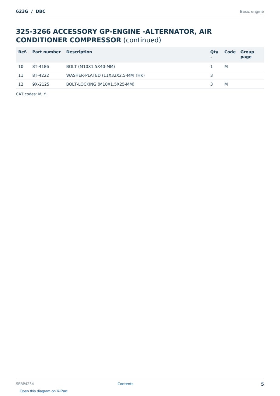 Caterpillar 623G S/N DBC Partsbook SEBP4234 (English) - sample page 5 of 10 Caterpillar 623G S/N DBC Partsbook SEBP4234 (English) - sample page 5 of 10