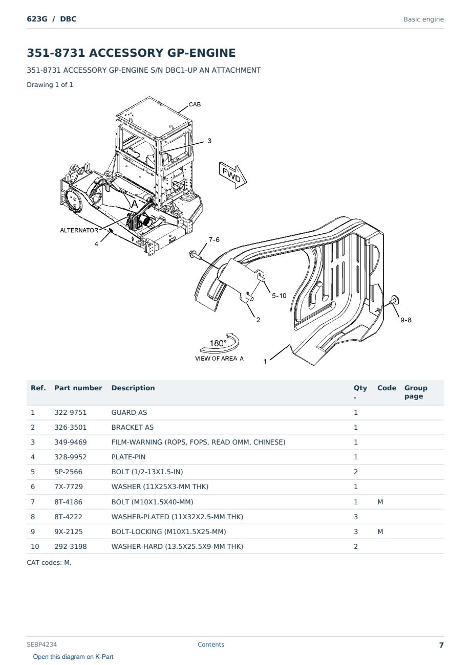 Caterpillar 623G S/N DBC Partsbook SEBP4234 (English) - sample page 7 of 10 Caterpillar 623G S/N DBC Partsbook SEBP4234 (English) - sample page 7 of 10
