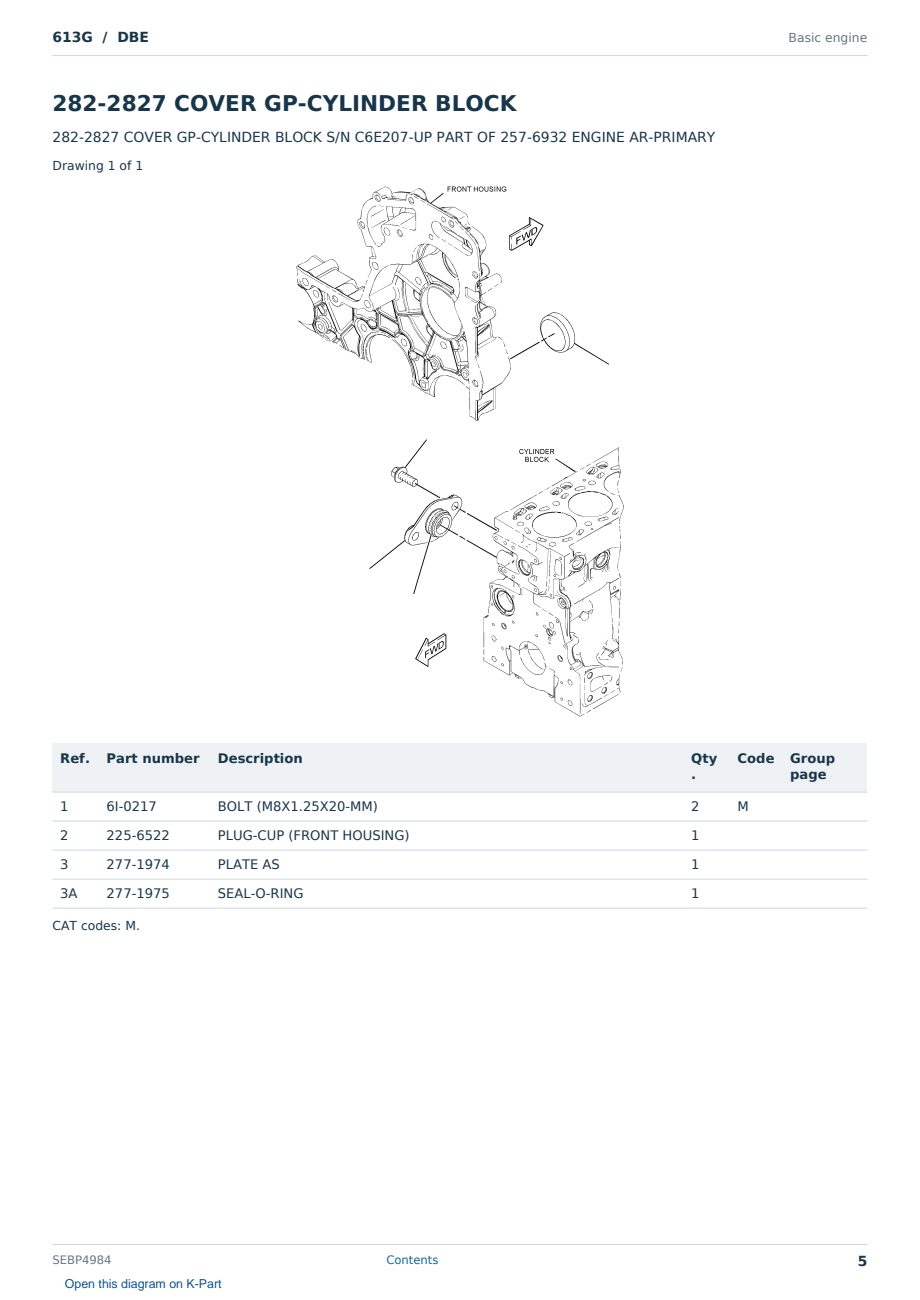 Caterpillar 613G S/N DBE Partsbook SEBP4984 (English) - sample page 5 of 10 Caterpillar 613G S/N DBE Partsbook SEBP4984 (English) - sample page 5 of 10