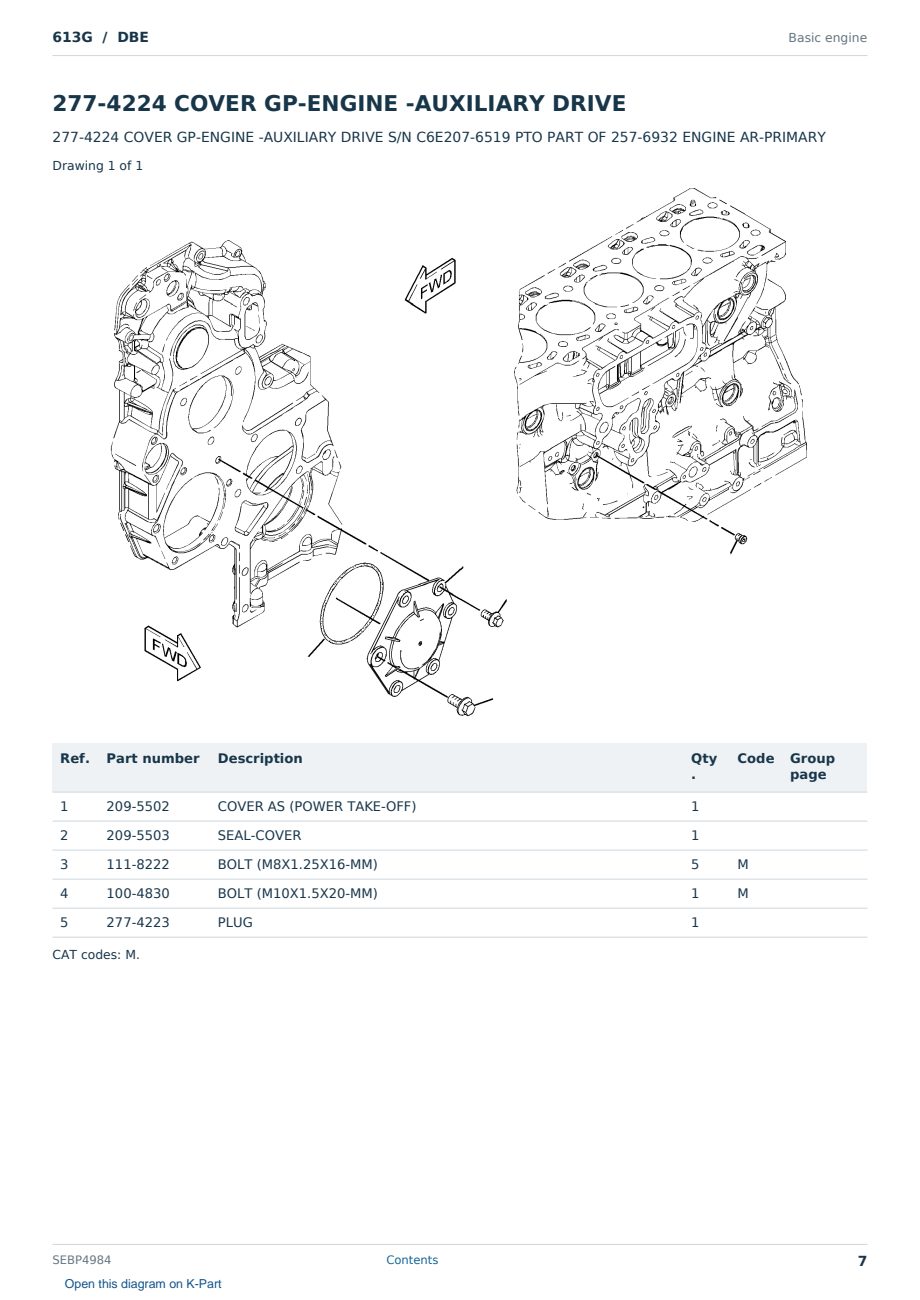 Caterpillar 613G S/N DBE Partsbook SEBP4984 (English) - sample page 7 of 10 Caterpillar 613G S/N DBE Partsbook SEBP4984 (English) - sample page 7 of 10