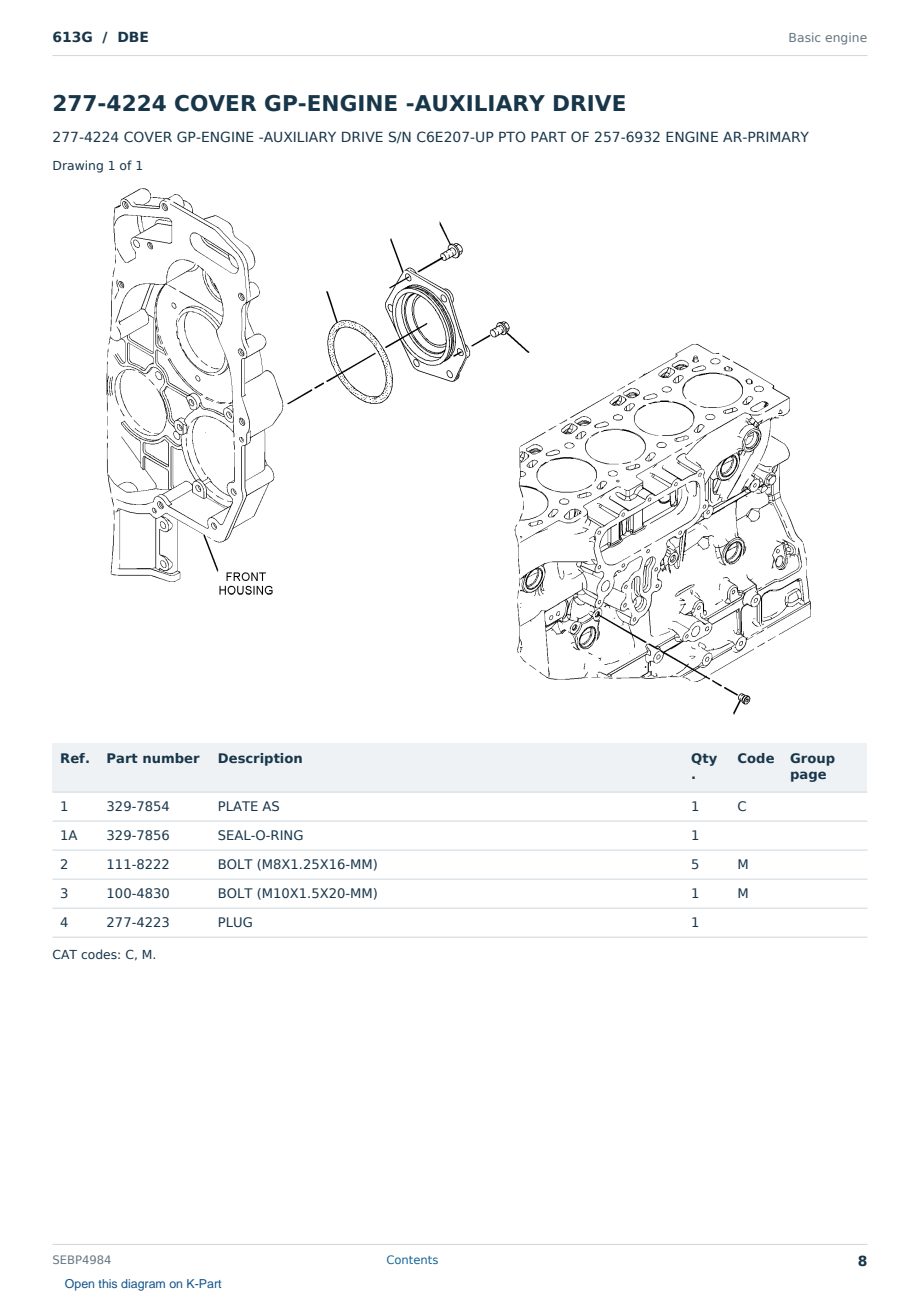 Caterpillar 613G S/N DBE Partsbook SEBP4984 (English) - sample page 8 of 10 Caterpillar 613G S/N DBE Partsbook SEBP4984 (English) - sample page 8 of 10