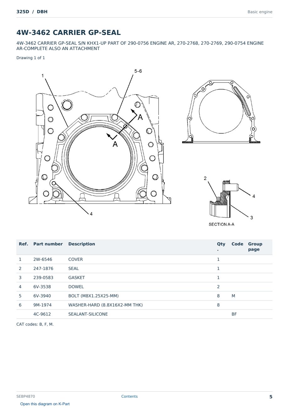 Caterpillar 325D S/N DBH Partsbook SEBP4870 (English) - sample page 5 of 10 Caterpillar 325D S/N DBH Partsbook SEBP4870 (English) - sample page 5 of 10