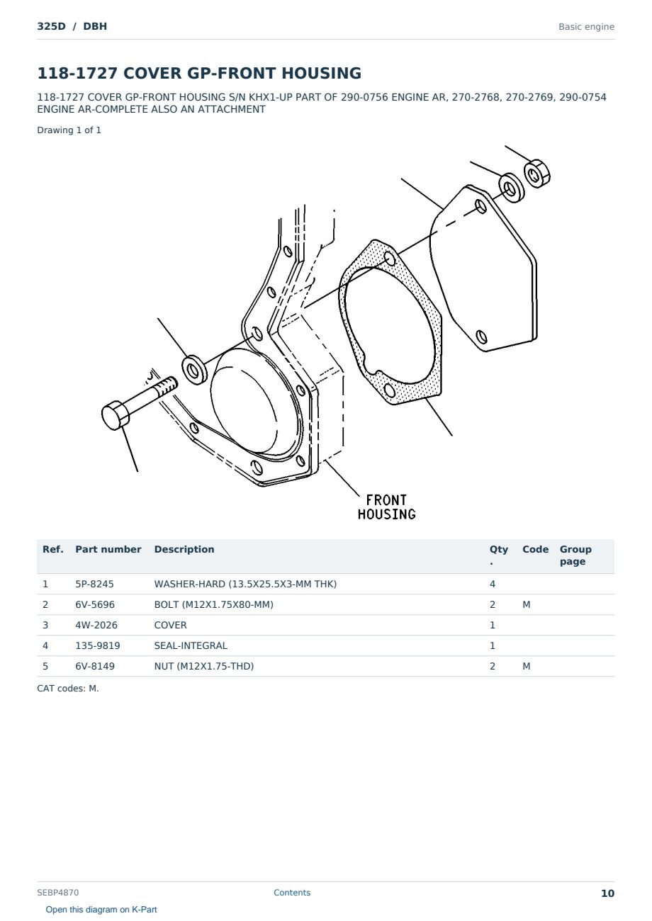 Caterpillar 325D S/N DBH Partsbook SEBP4870 (English) - sample page 10 of 10 Caterpillar 325D S/N DBH Partsbook SEBP4870 (English) - sample page 10 of 10