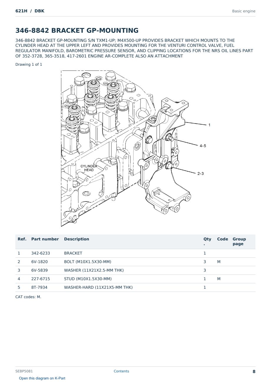 Caterpillar 621H S/N DBK Partsbook SEBP5081 (English) - sample page 8 of 10 Caterpillar 621H S/N DBK Partsbook SEBP5081 (English) - sample page 8 of 10