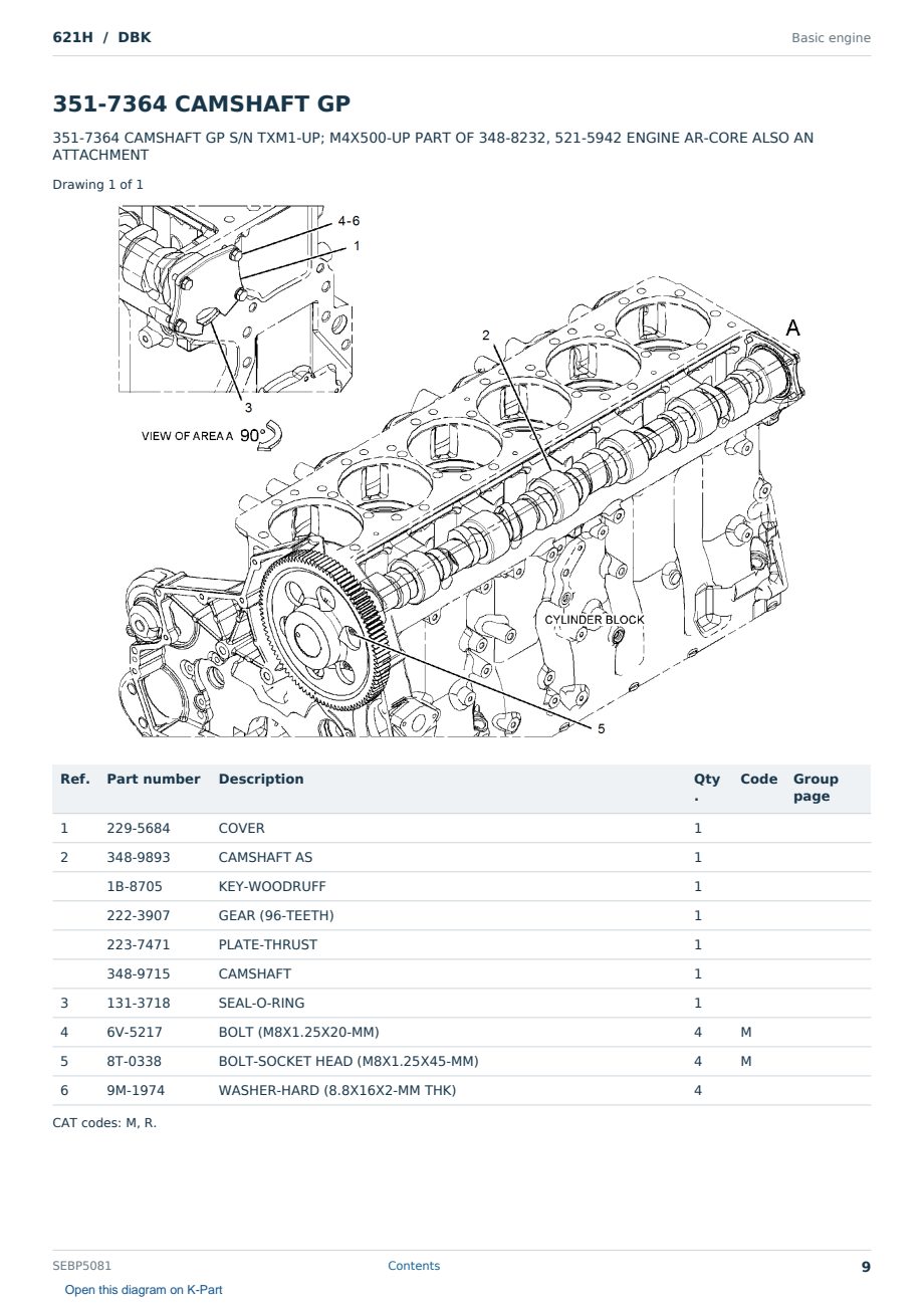 Caterpillar 621H S/N DBK Partsbook SEBP5081 (English) - sample page 9 of 10 Caterpillar 621H S/N DBK Partsbook SEBP5081 (English) - sample page 9 of 10