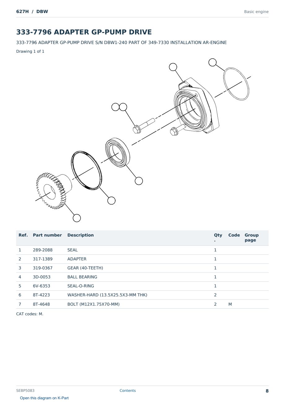 Caterpillar 627H S/N DBW Partsbook SEBP5083 (English) - sample page 8 of 10 Caterpillar 627H S/N DBW Partsbook SEBP5083 (English) - sample page 8 of 10