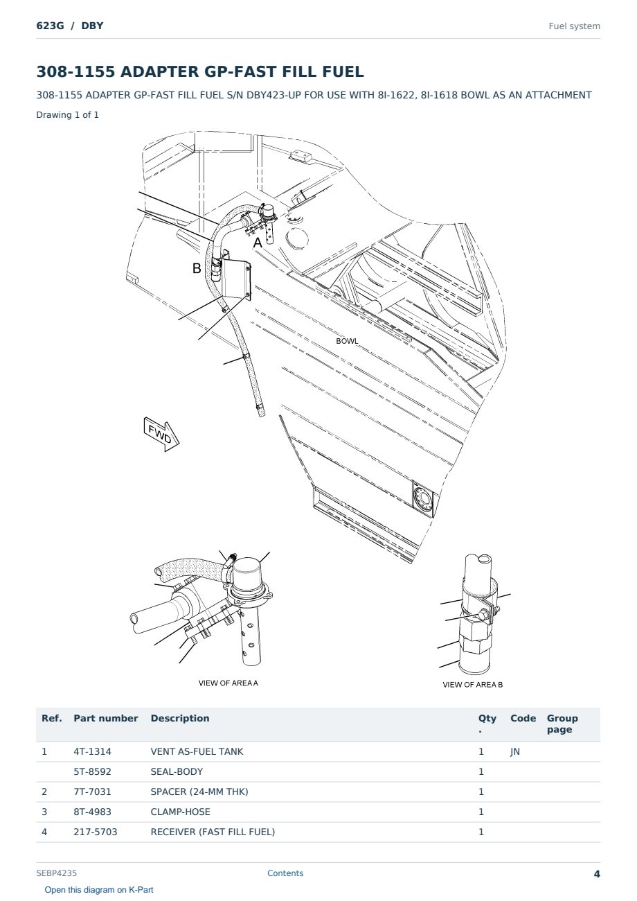Caterpillar 623G S/N DBY Partsbook SEBP4235 (English) - sample page 4 of 10 Caterpillar 623G S/N DBY Partsbook SEBP4235 (English) - sample page 4 of 10