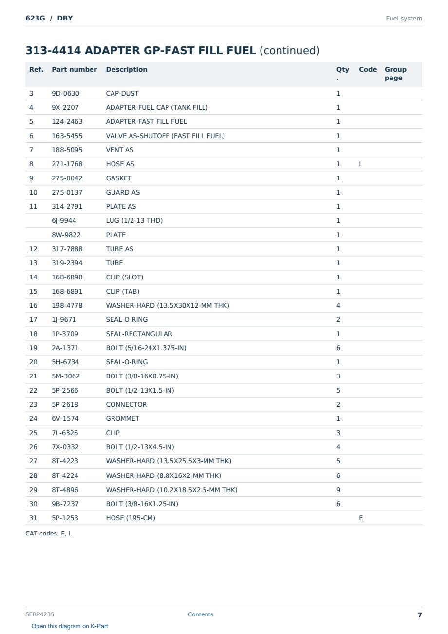 Caterpillar 623G S/N DBY Partsbook SEBP4235 (English) - sample page 7 of 10 Caterpillar 623G S/N DBY Partsbook SEBP4235 (English) - sample page 7 of 10
