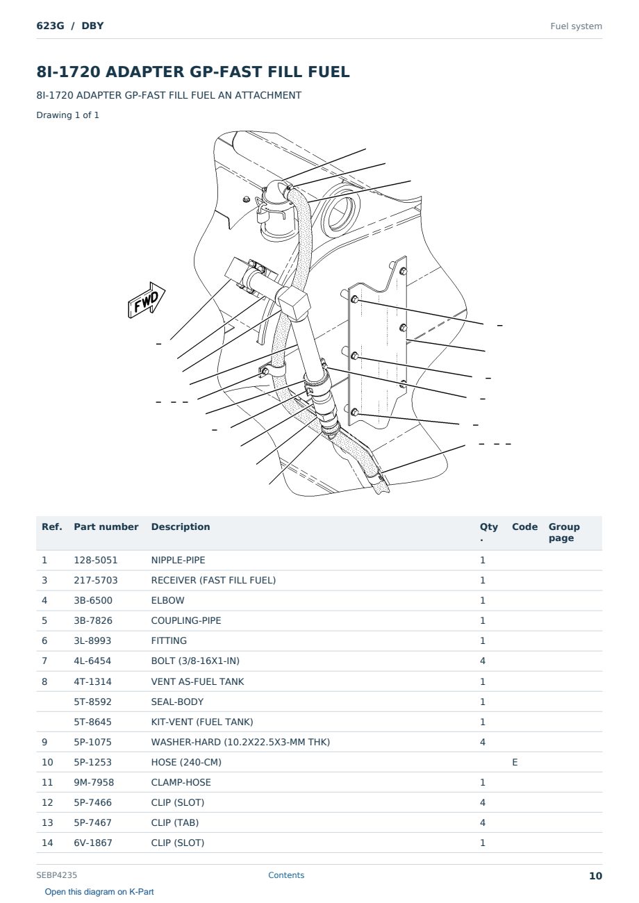Caterpillar 623G S/N DBY Partsbook SEBP4235 (English) - sample page 10 of 10 Caterpillar 623G S/N DBY Partsbook SEBP4235 (English) - sample page 10 of 10