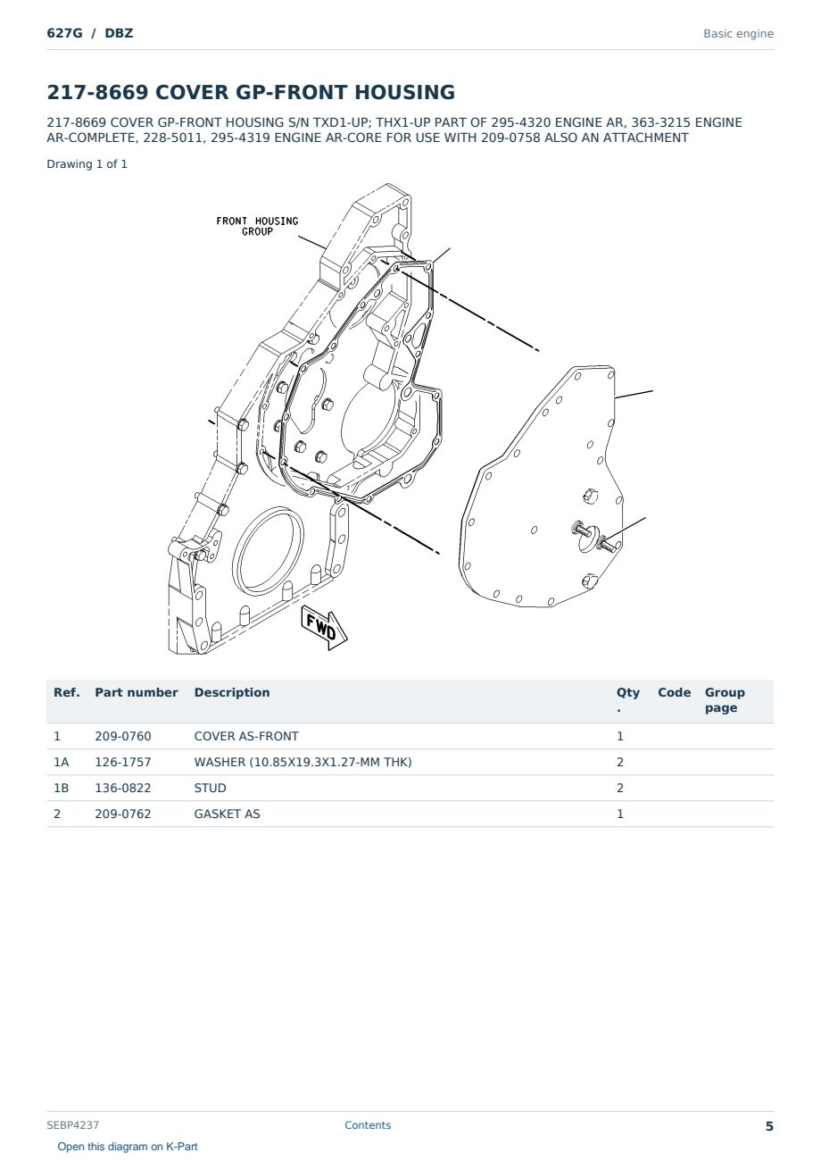 Caterpillar 627G S/N DBZ Partsbook SEBP4237 (English) - sample page 5 of 10 Caterpillar 627G S/N DBZ Partsbook SEBP4237 (English) - sample page 5 of 10