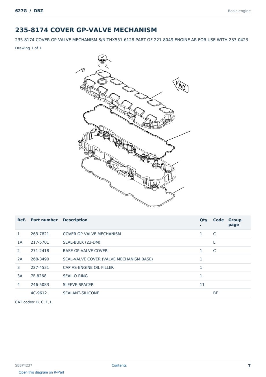 Caterpillar 627G S/N DBZ Partsbook SEBP4237 (English) - sample page 7 of 10 Caterpillar 627G S/N DBZ Partsbook SEBP4237 (English) - sample page 7 of 10