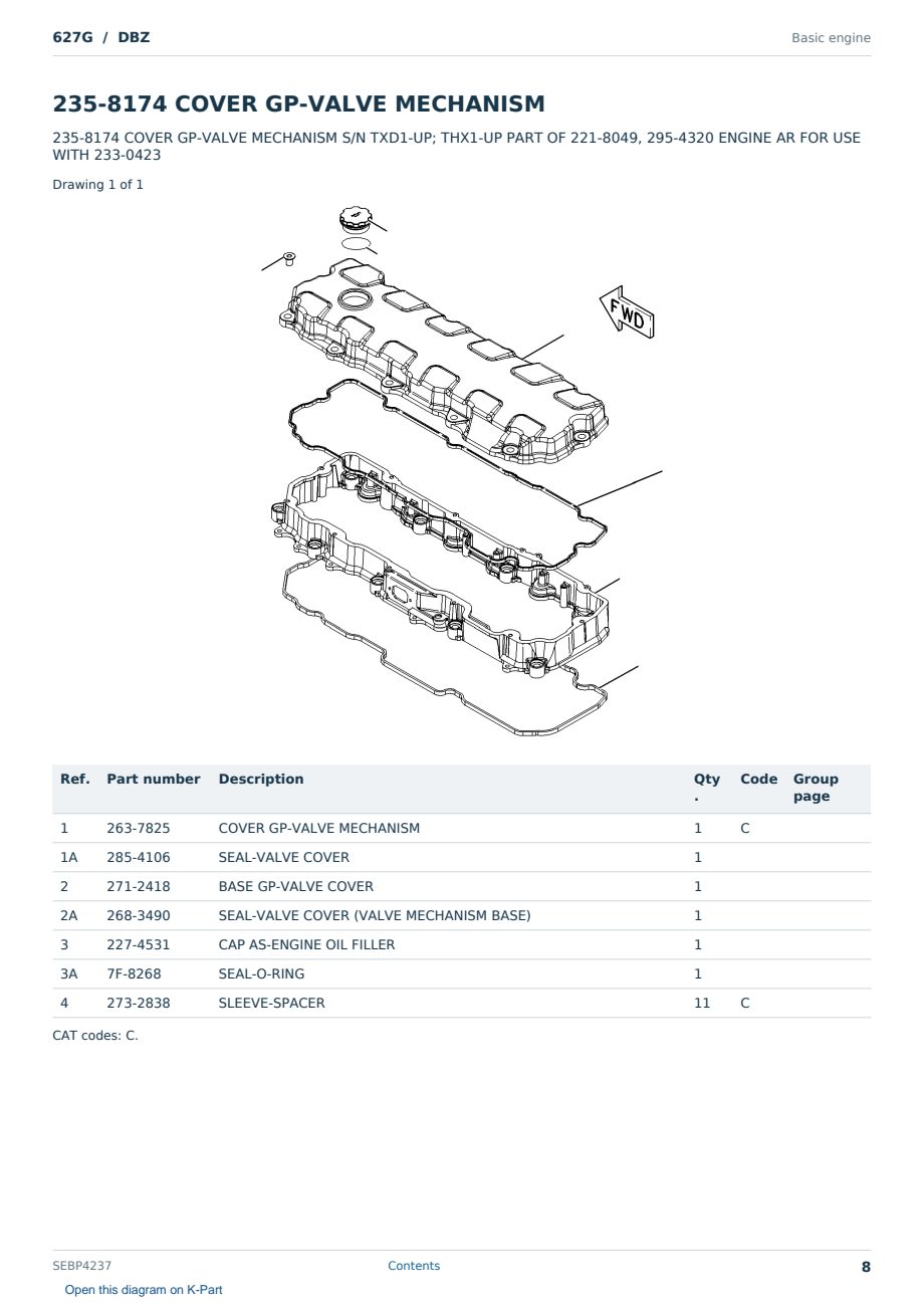 Caterpillar 627G S/N DBZ Partsbook SEBP4237 (English) - sample page 8 of 10 Caterpillar 627G S/N DBZ Partsbook SEBP4237 (English) - sample page 8 of 10
