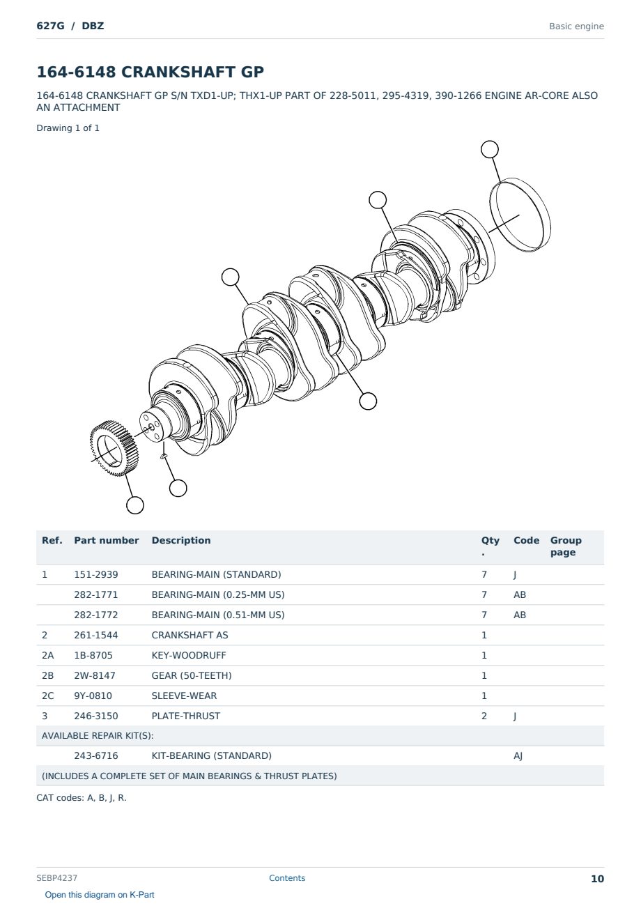 Caterpillar 627G S/N DBZ Partsbook SEBP4237 (English) - sample page 10 of 10 Caterpillar 627G S/N DBZ Partsbook SEBP4237 (English) - sample page 10 of 10