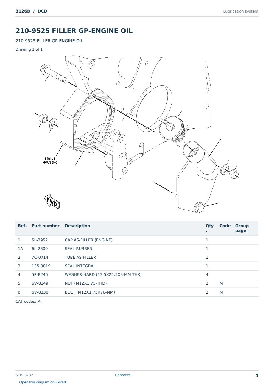 Caterpillar 3126B S/N DCD Partsbook SEBP3732 (English) - sample page 4 of 10 Caterpillar 3126B S/N DCD Partsbook SEBP3732 (English) - sample page 4 of 10