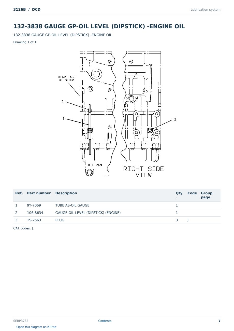 Caterpillar 3126B S/N DCD Partsbook SEBP3732 (English) - sample page 7 of 10 Caterpillar 3126B S/N DCD Partsbook SEBP3732 (English) - sample page 7 of 10