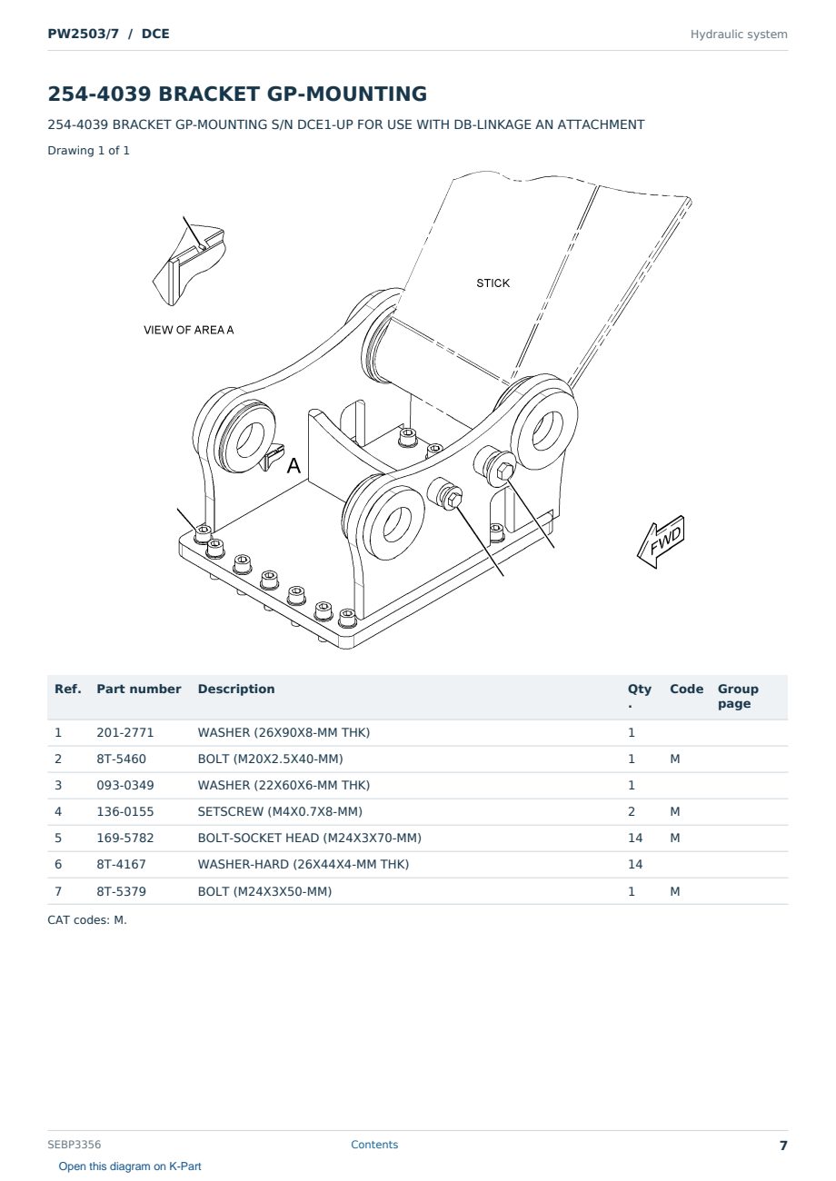 Caterpillar PW2503/7 S/N DCE Partsbook SEBP3356 (English) - sample page 7 of 10 Caterpillar PW2503/7 S/N DCE Partsbook SEBP3356 (English) - sample page 7 of 10