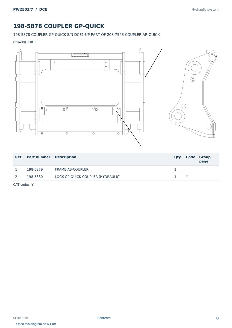 Caterpillar PW2503/7 S/N DCE Partsbook SEBP3356 (English) - sample page 8 of 10 Caterpillar PW2503/7 S/N DCE Partsbook SEBP3356 (English) - sample page 8 of 10