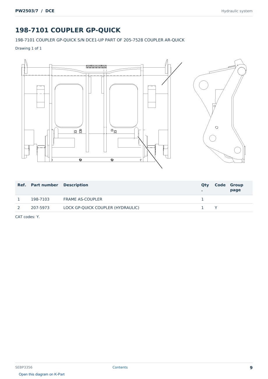 Caterpillar PW2503/7 S/N DCE Partsbook SEBP3356 (English) - sample page 9 of 10 Caterpillar PW2503/7 S/N DCE Partsbook SEBP3356 (English) - sample page 9 of 10