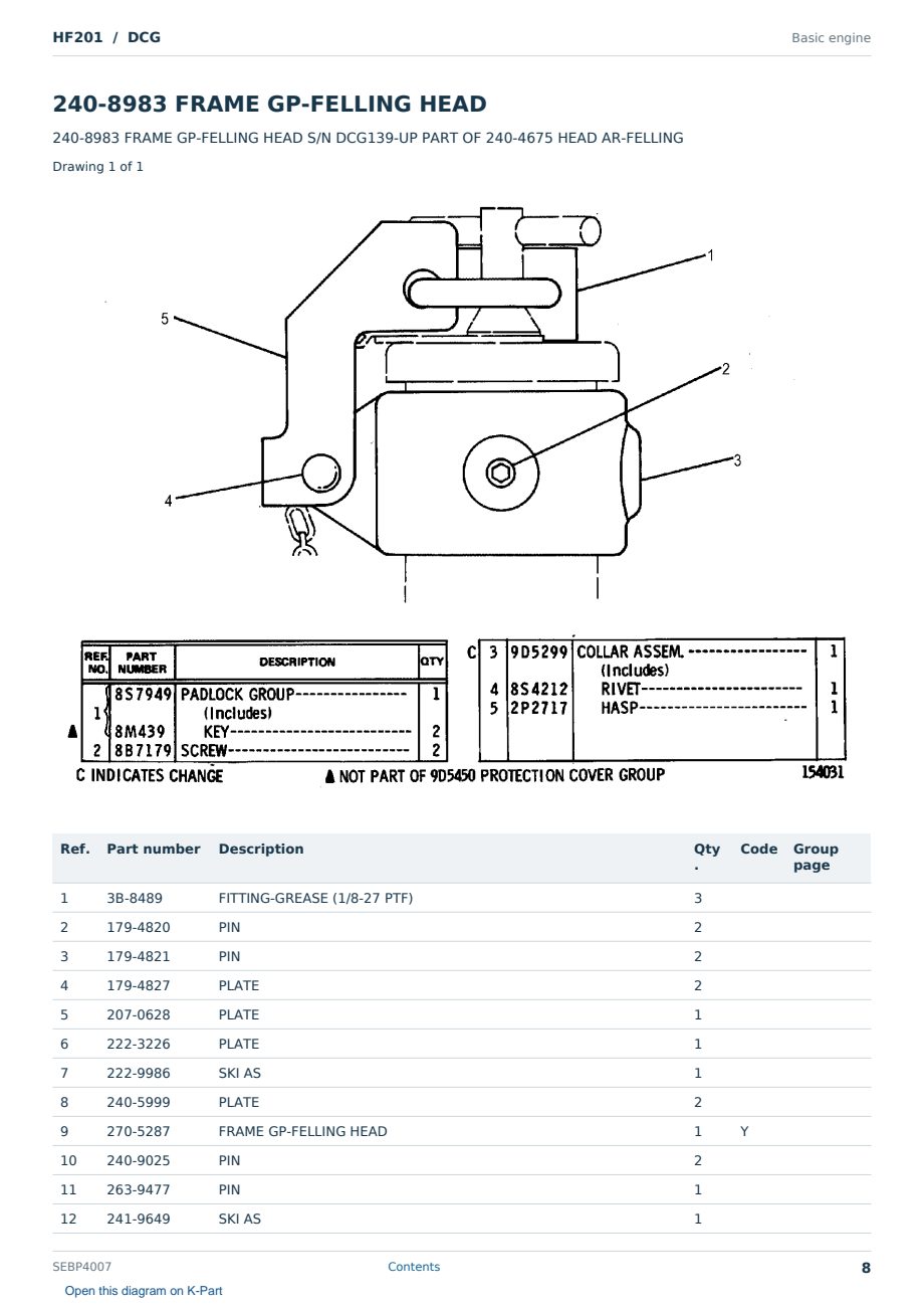 Caterpillar HF201 S/N DCG Partsbook SEBP4007 (English) - sample page 8 of 10 Caterpillar HF201 S/N DCG Partsbook SEBP4007 (English) - sample page 8 of 10