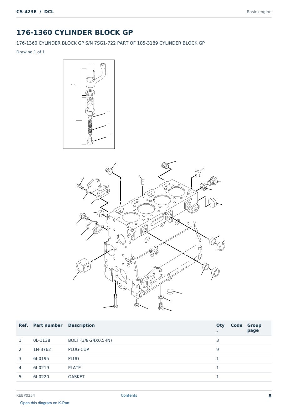 Caterpillar CS-423E S/N DCL Partsbook KEBP0254 (English) - sample page 8 of 10 Caterpillar CS-423E S/N DCL Partsbook KEBP0254 (English) - sample page 8 of 10