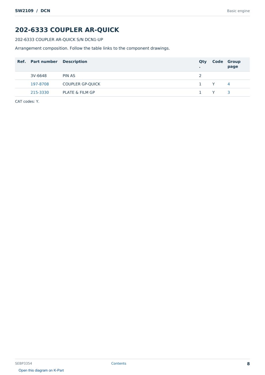 Caterpillar SW2109 S/N DCN Partsbook SEBP3354 (English) - sample page 8 of 9 Caterpillar SW2109 S/N DCN Partsbook SEBP3354 (English) - sample page 8 of 9