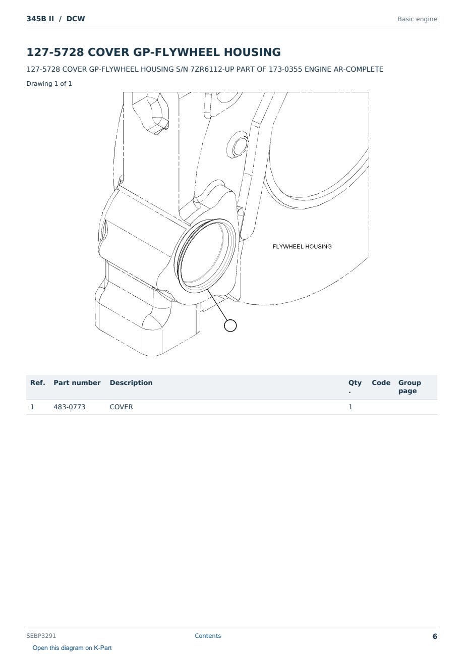 Caterpillar 345B II S/N DCW Partsbook SEBP3291 (English) - sample page 6 of 10 Caterpillar 345B II S/N DCW Partsbook SEBP3291 (English) - sample page 6 of 10