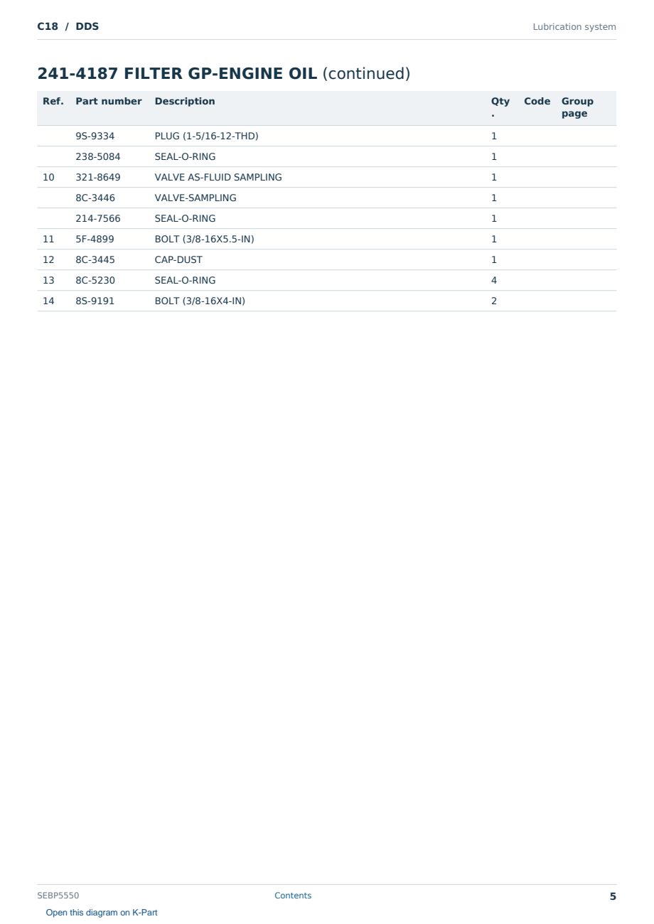 Caterpillar C18 S/N DDS Partsbook SEBP5550 (English) - sample page 5 of 10 Caterpillar C18 S/N DDS Partsbook SEBP5550 (English) - sample page 5 of 10