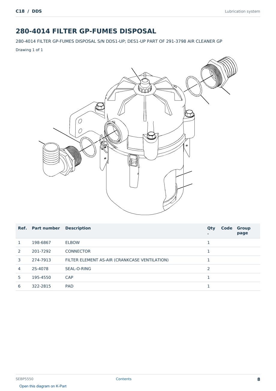 Caterpillar C18 S/N DDS Partsbook SEBP5550 (English) - sample page 8 of 10 Caterpillar C18 S/N DDS Partsbook SEBP5550 (English) - sample page 8 of 10