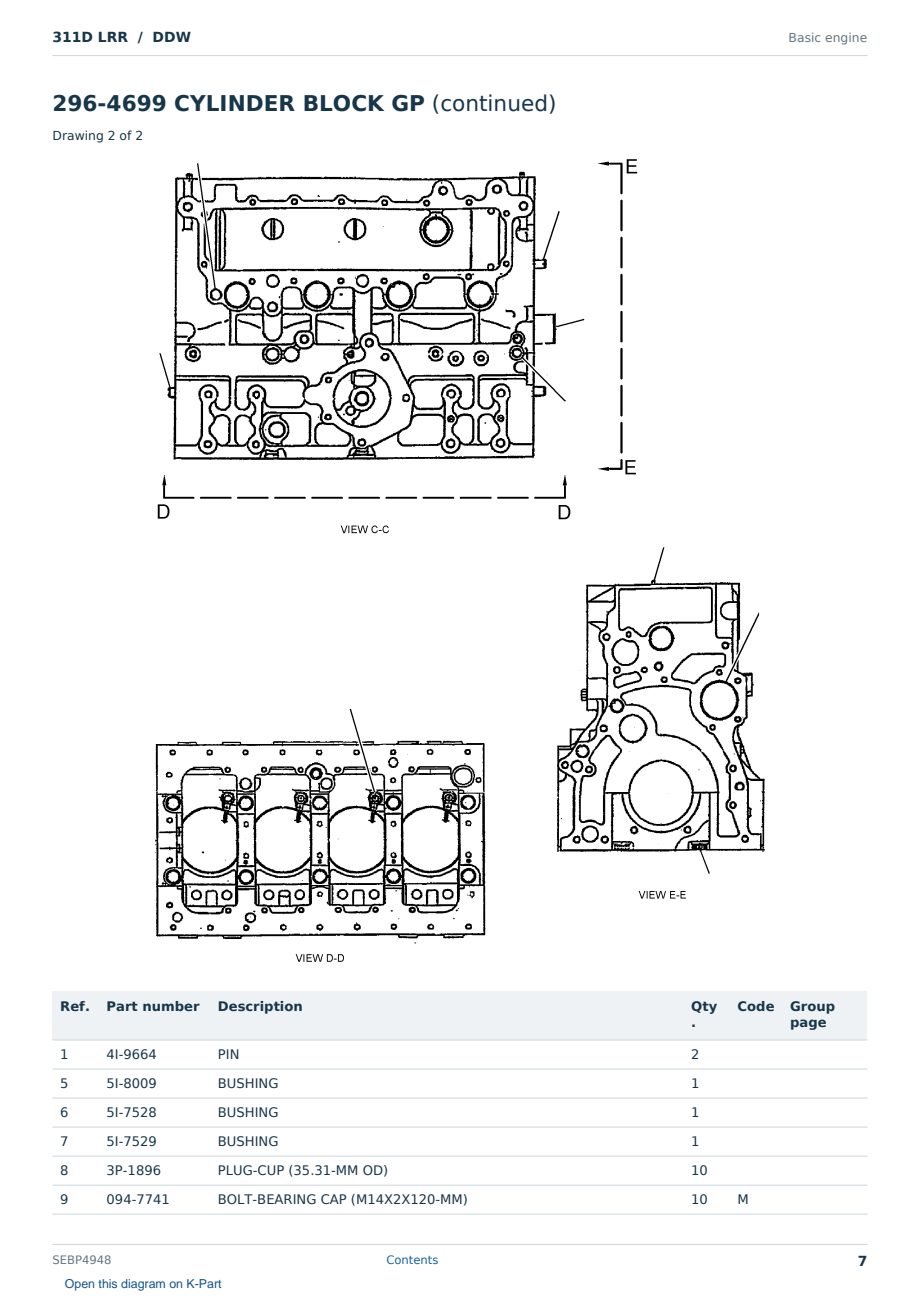 Caterpillar 311D LRR S/N DDW Partsbook SEBP4948 (English) - sample page 7 of 10 Caterpillar 311D LRR S/N DDW Partsbook SEBP4948 (English) - sample page 7 of 10
