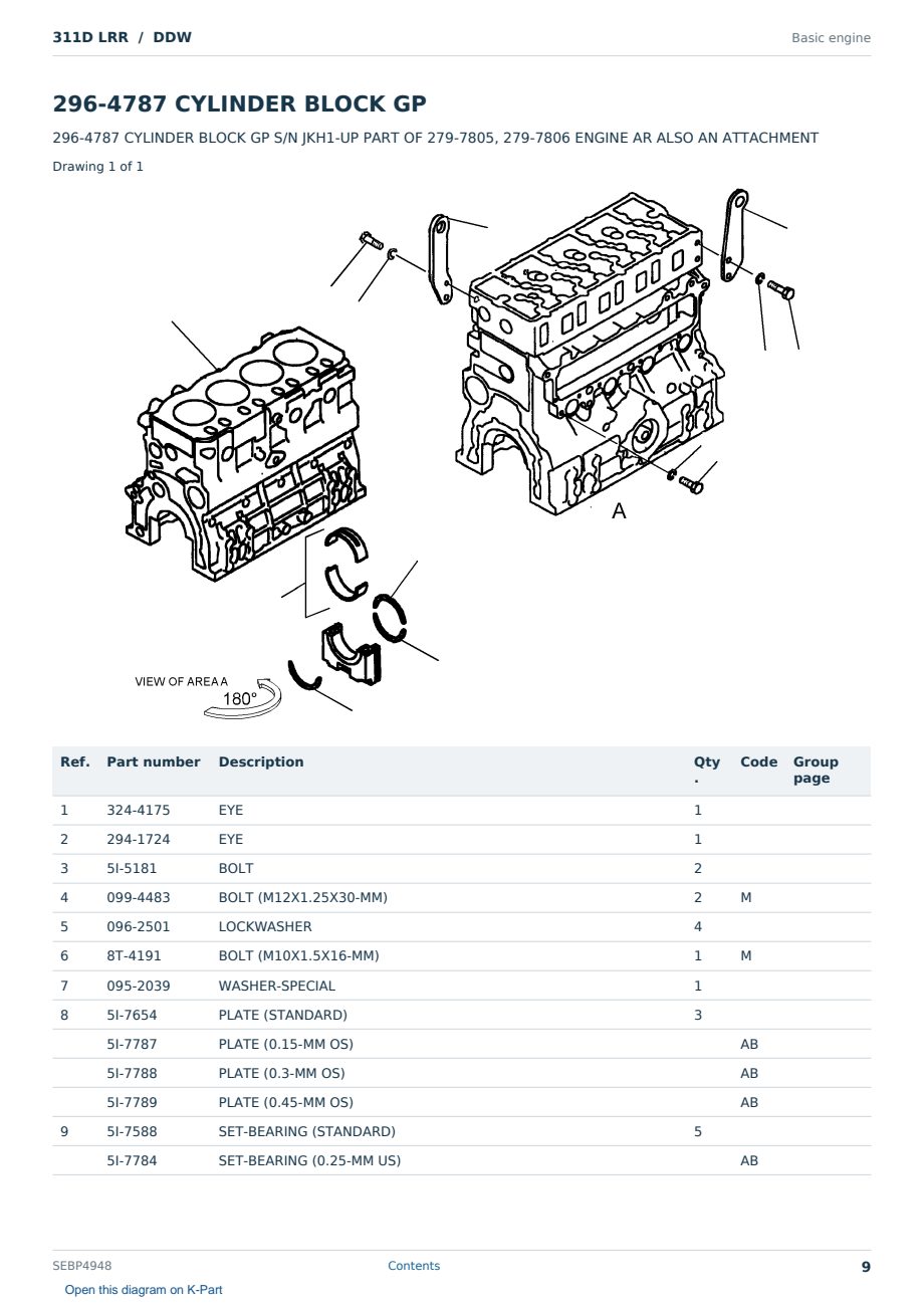 Caterpillar 311D LRR S/N DDW Partsbook SEBP4948 (English) - sample page 9 of 10 Caterpillar 311D LRR S/N DDW Partsbook SEBP4948 (English) - sample page 9 of 10