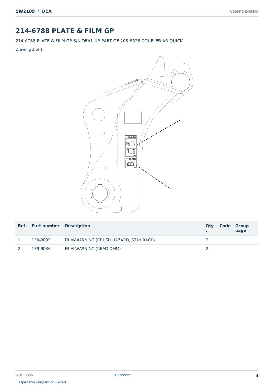 Caterpillar SW2109 S/N DEA Partsbook SEBP3355 (English) - sample page 3 of 9 Caterpillar SW2109 S/N DEA Partsbook SEBP3355 (English) - sample page 3 of 9
