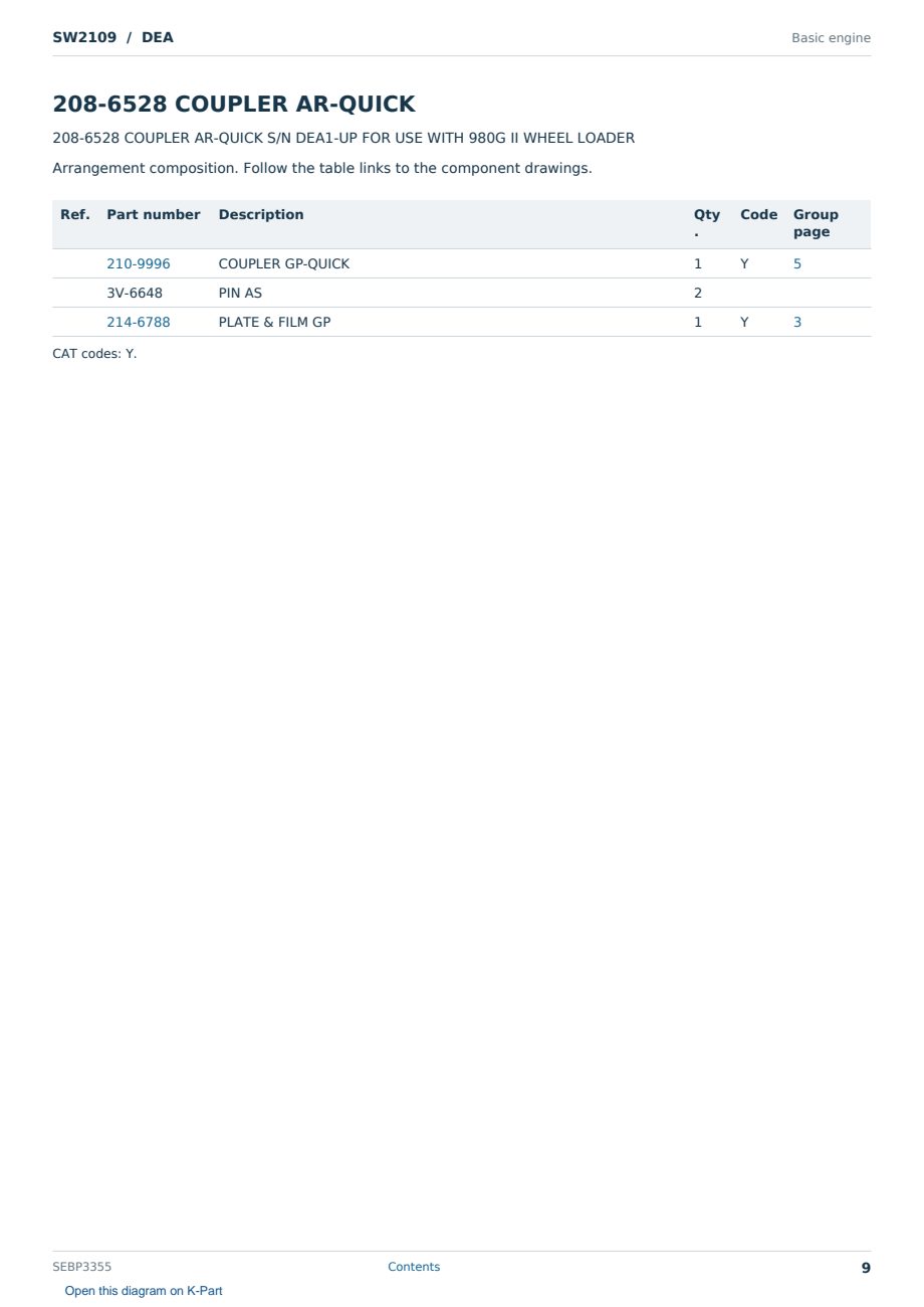 Caterpillar SW2109 S/N DEA Partsbook SEBP3355 (English) - sample page 9 of 9 Caterpillar SW2109 S/N DEA Partsbook SEBP3355 (English) - sample page 9 of 9