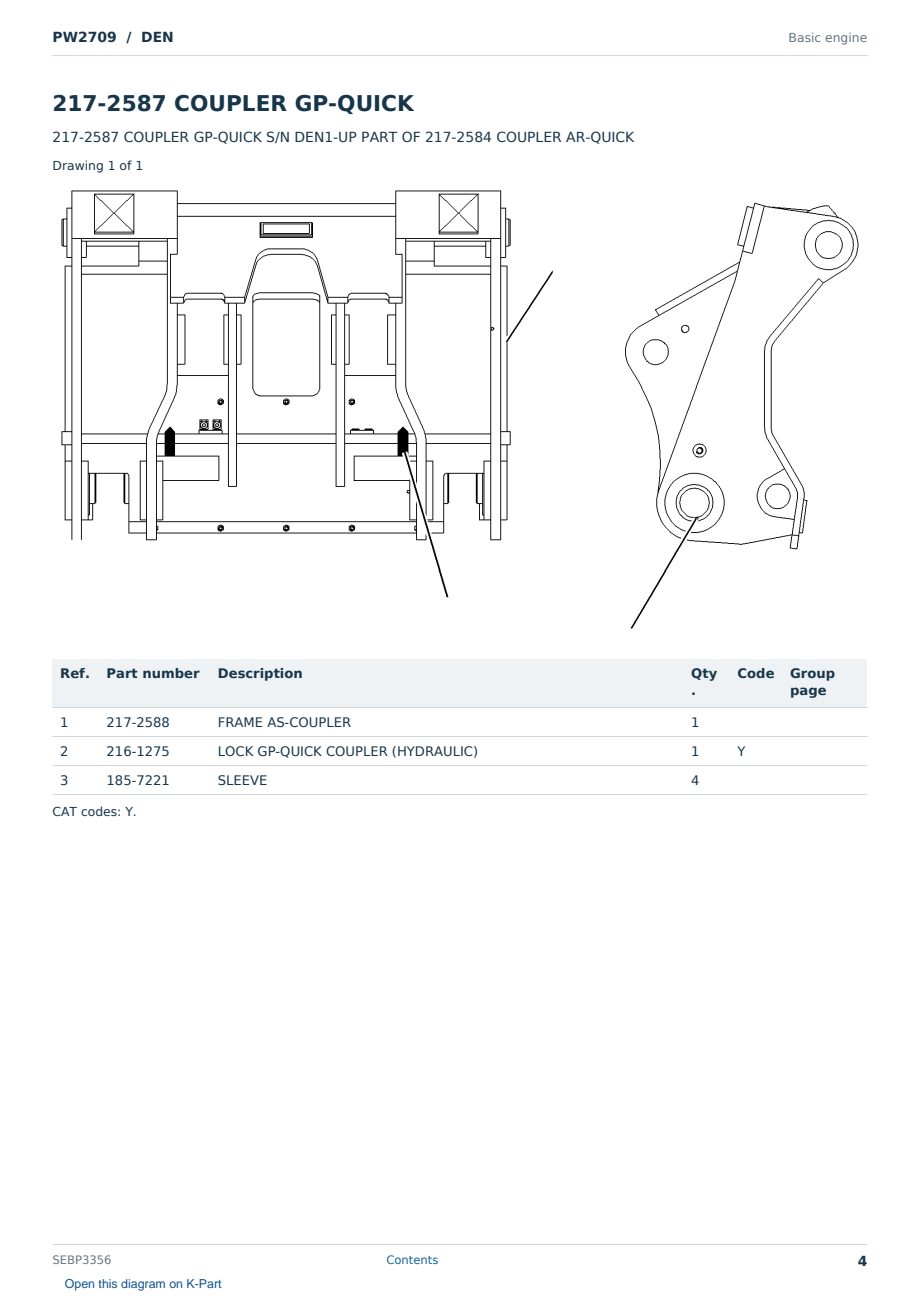 Caterpillar PW2709 S/N DEN Partsbook SEBP3356 (English) - sample page 4 of 9 Caterpillar PW2709 S/N DEN Partsbook SEBP3356 (English) - sample page 4 of 9
