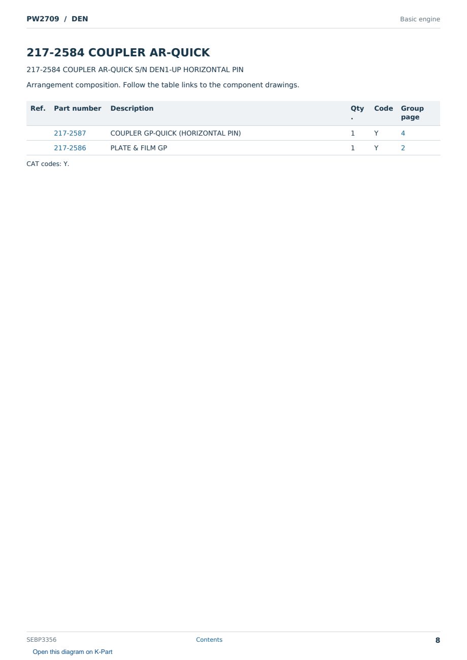 Caterpillar PW2709 S/N DEN Partsbook SEBP3356 (English) - sample page 8 of 9 Caterpillar PW2709 S/N DEN Partsbook SEBP3356 (English) - sample page 8 of 9
