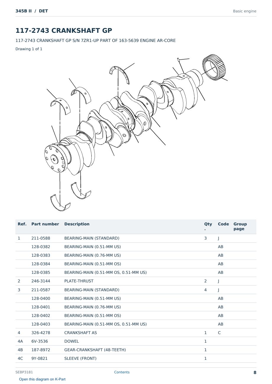 Caterpillar 345B II S/N DET Partsbook SEBP3181 (English) - sample page 8 of 10 Caterpillar 345B II S/N DET Partsbook SEBP3181 (English) - sample page 8 of 10