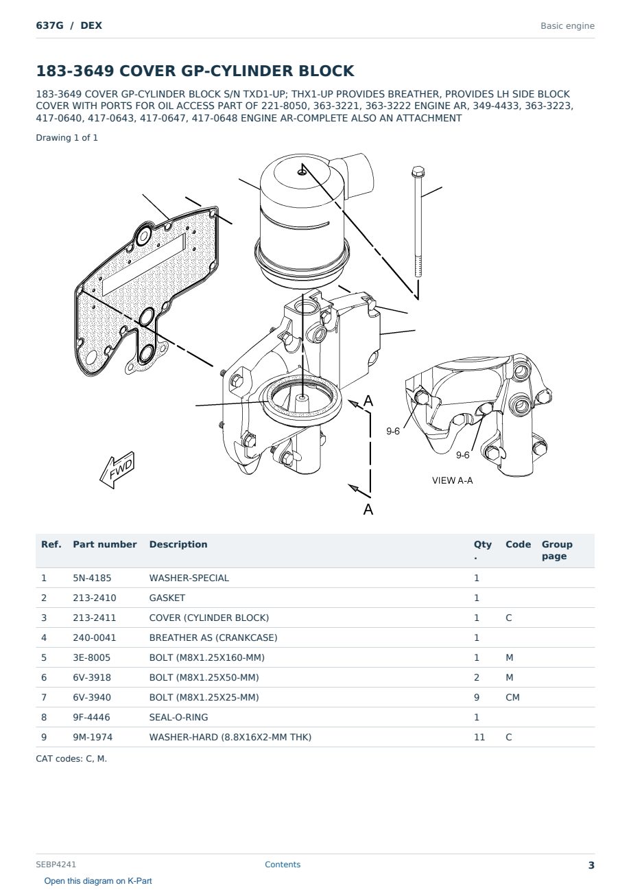 Caterpillar 637G S/N DEX Partsbook SEBP4241 (English) - sample page 3 of 10 Caterpillar 637G S/N DEX Partsbook SEBP4241 (English) - sample page 3 of 10