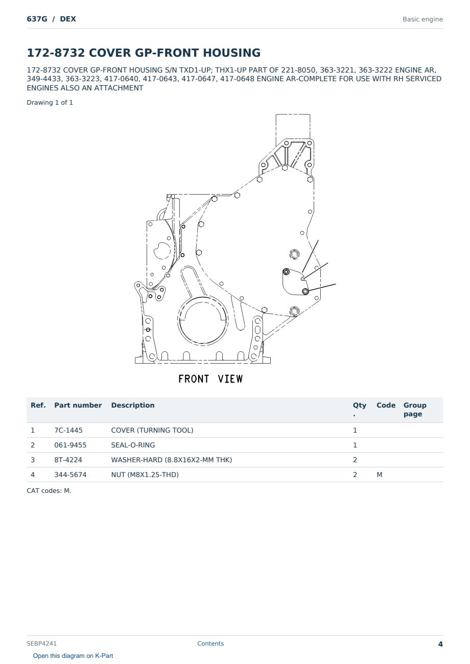 Caterpillar 637G S/N DEX Partsbook SEBP4241 (English) - sample page 4 of 10 Caterpillar 637G S/N DEX Partsbook SEBP4241 (English) - sample page 4 of 10