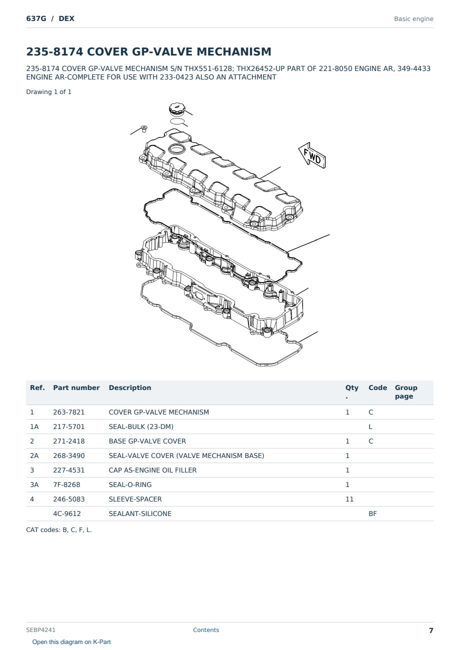 Caterpillar 637G S/N DEX Partsbook SEBP4241 (English) - sample page 7 of 10 Caterpillar 637G S/N DEX Partsbook SEBP4241 (English) - sample page 7 of 10