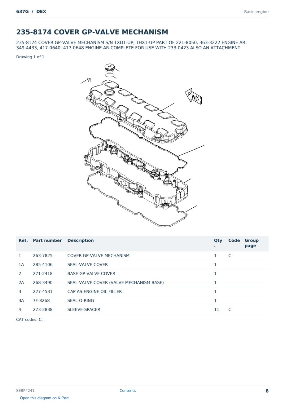 Caterpillar 637G S/N DEX Partsbook SEBP4241 (English) - sample page 8 of 10 Caterpillar 637G S/N DEX Partsbook SEBP4241 (English) - sample page 8 of 10
