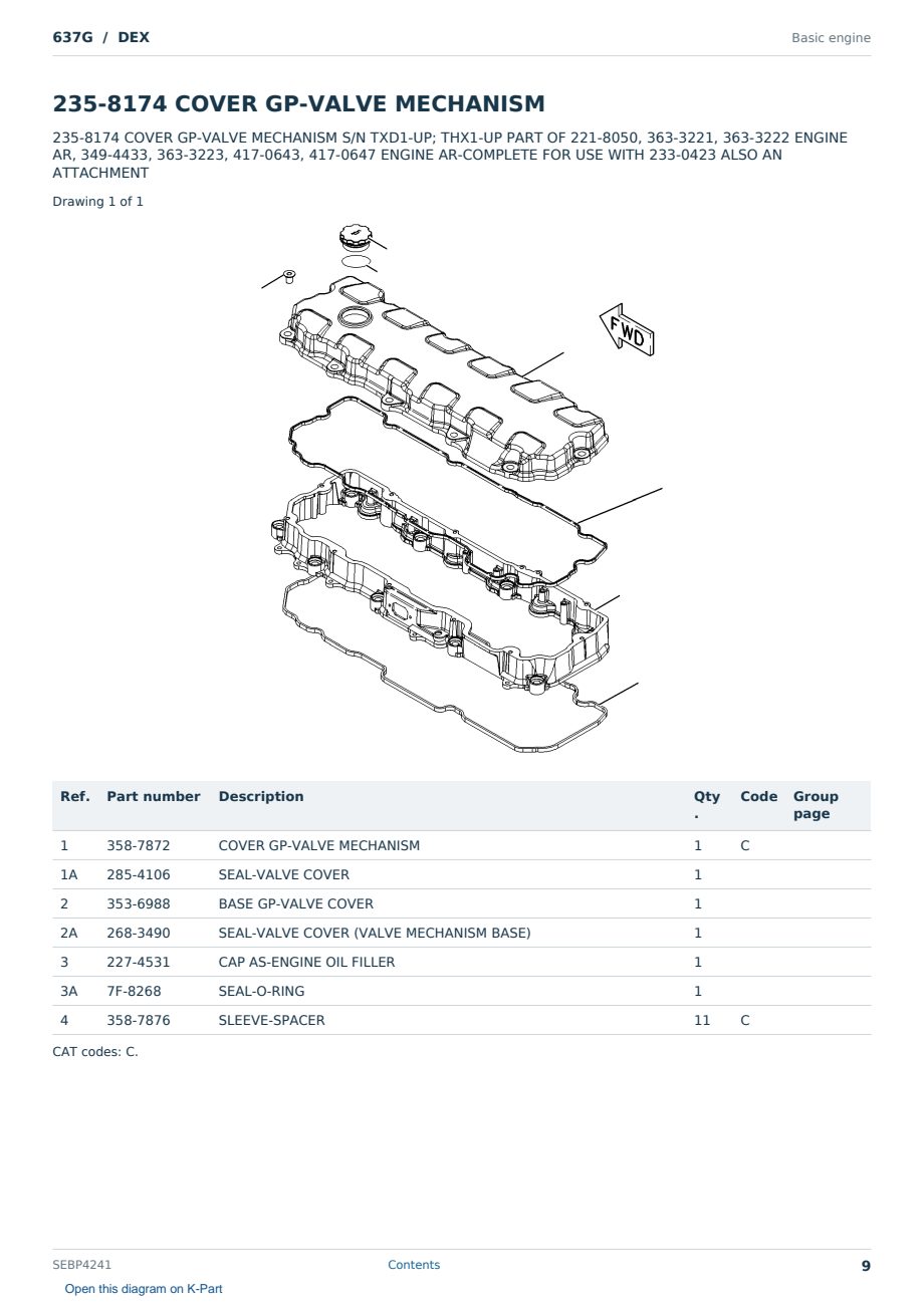 Caterpillar 637G S/N DEX Partsbook SEBP4241 (English) - sample page 9 of 10 Caterpillar 637G S/N DEX Partsbook SEBP4241 (English) - sample page 9 of 10