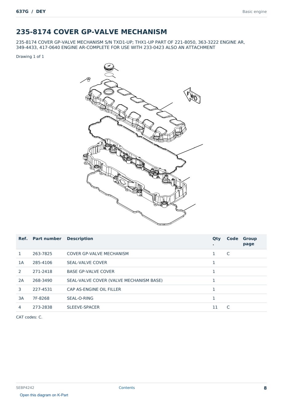 Caterpillar 637G S/N DEY Partsbook SEBP4242 (English) - sample page 8 of 10 Caterpillar 637G S/N DEY Partsbook SEBP4242 (English) - sample page 8 of 10