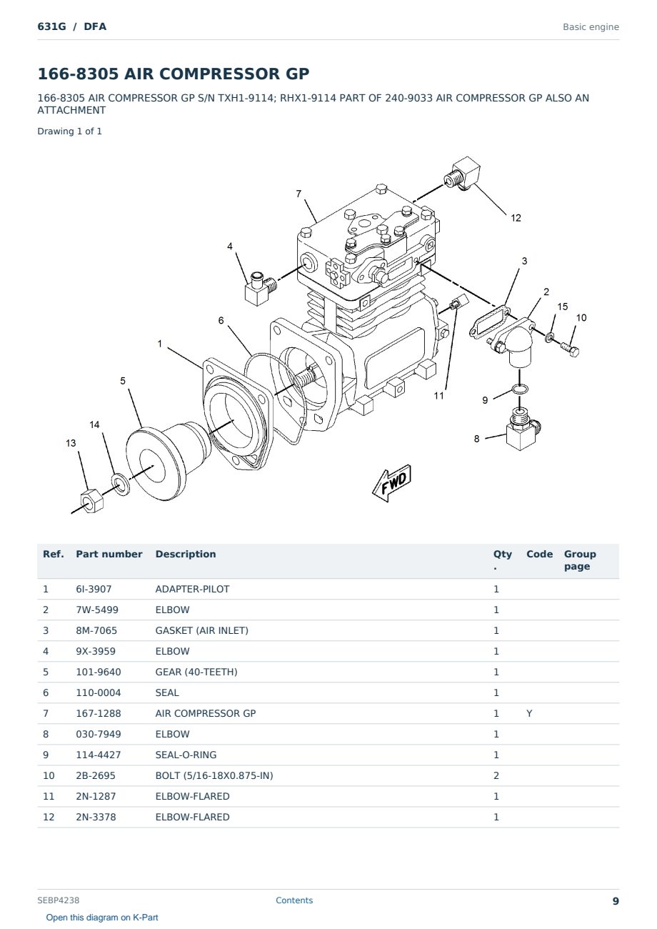 Caterpillar 631G S/N DFA Partsbook SEBP4238 (English) - sample page 9 of 10 Caterpillar 631G S/N DFA Partsbook SEBP4238 (English) - sample page 9 of 10