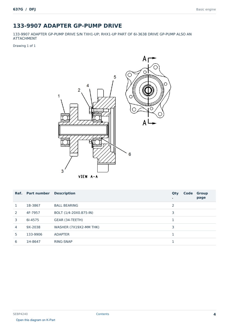 Caterpillar 637G S/N DFJ Partsbook SEBP4240 (English) - sample page 4 of 10 Caterpillar 637G S/N DFJ Partsbook SEBP4240 (English) - sample page 4 of 10