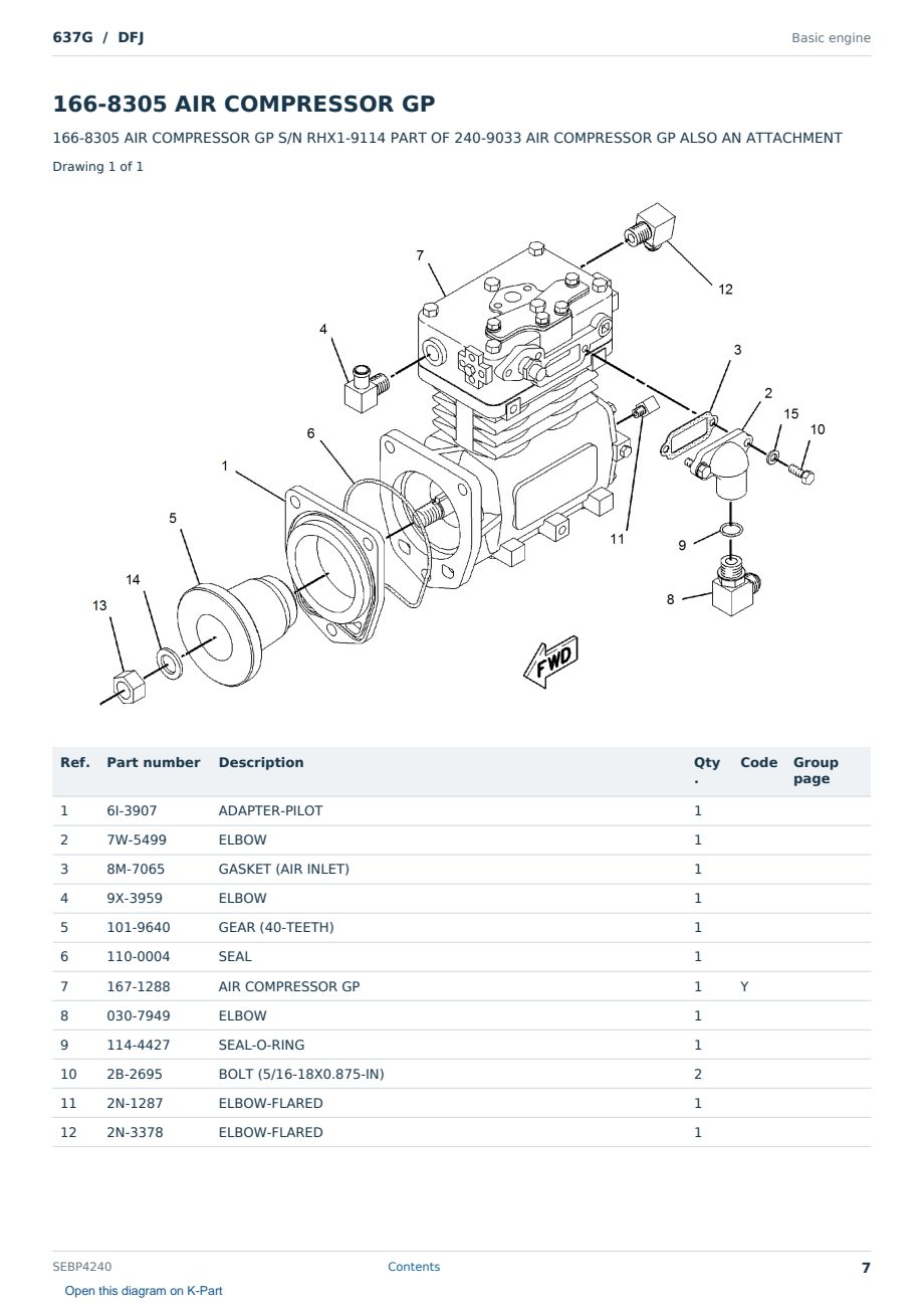 Caterpillar 637G S/N DFJ Partsbook SEBP4240 (English) - sample page 7 of 10 Caterpillar 637G S/N DFJ Partsbook SEBP4240 (English) - sample page 7 of 10