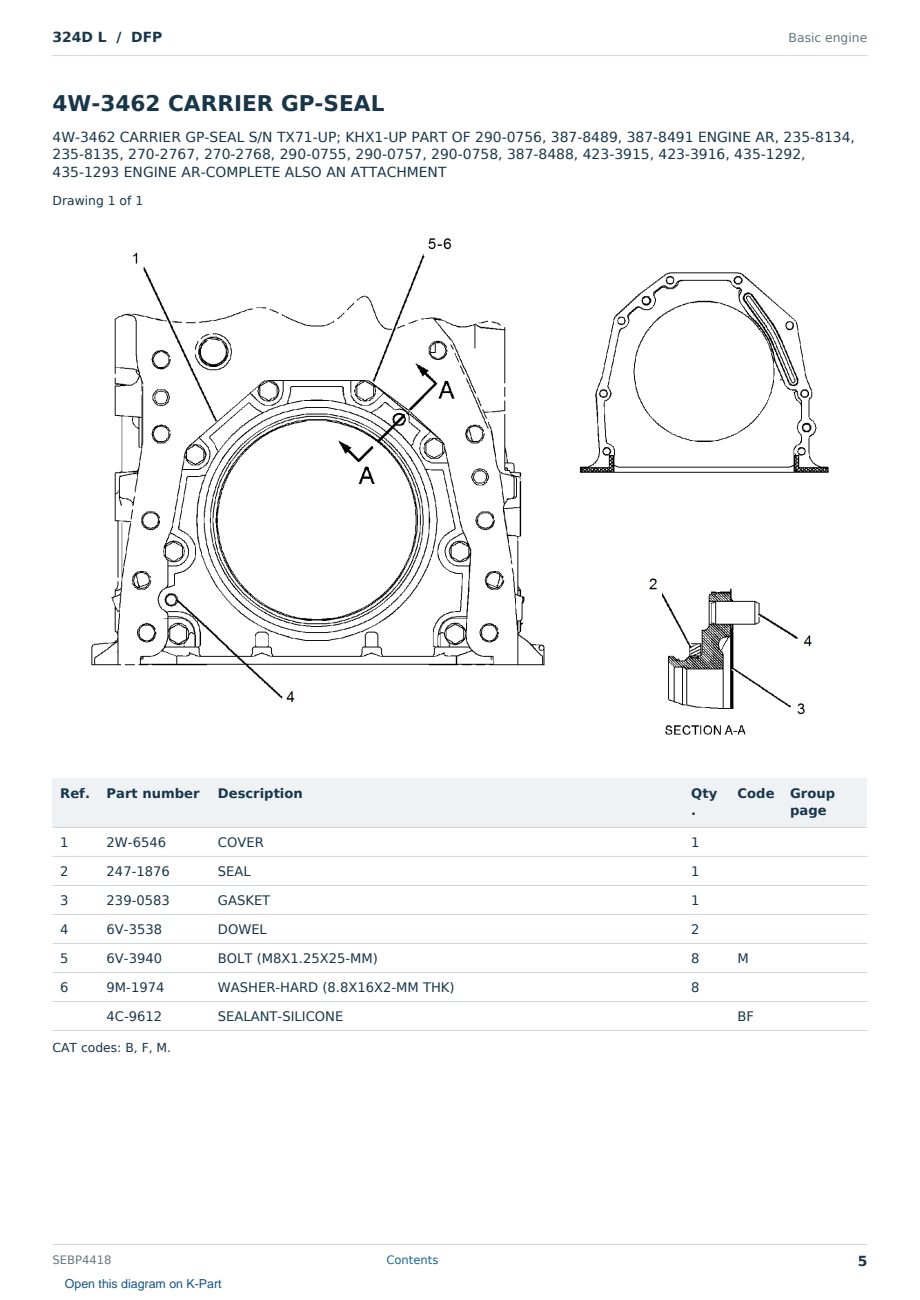 Caterpillar 324D L S/N DFP Partsbook SEBP4418 (English) - sample page 5 of 10 Caterpillar 324D L S/N DFP Partsbook SEBP4418 (English) - sample page 5 of 10