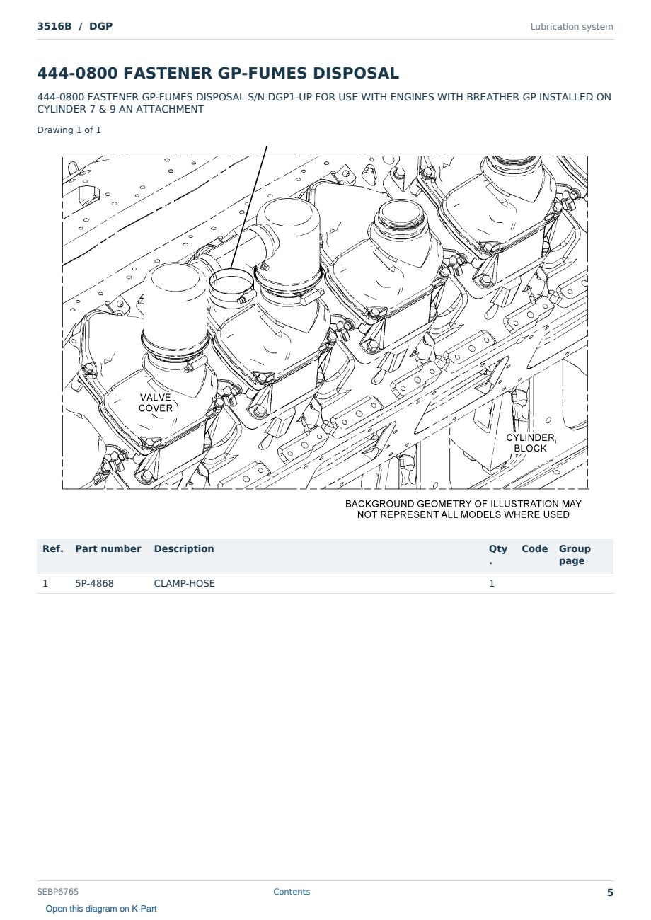 Caterpillar 3516B S/N DGP Partsbook SEBP6765 (English) - sample page 5 of 10 Caterpillar 3516B S/N DGP Partsbook SEBP6765 (English) - sample page 5 of 10