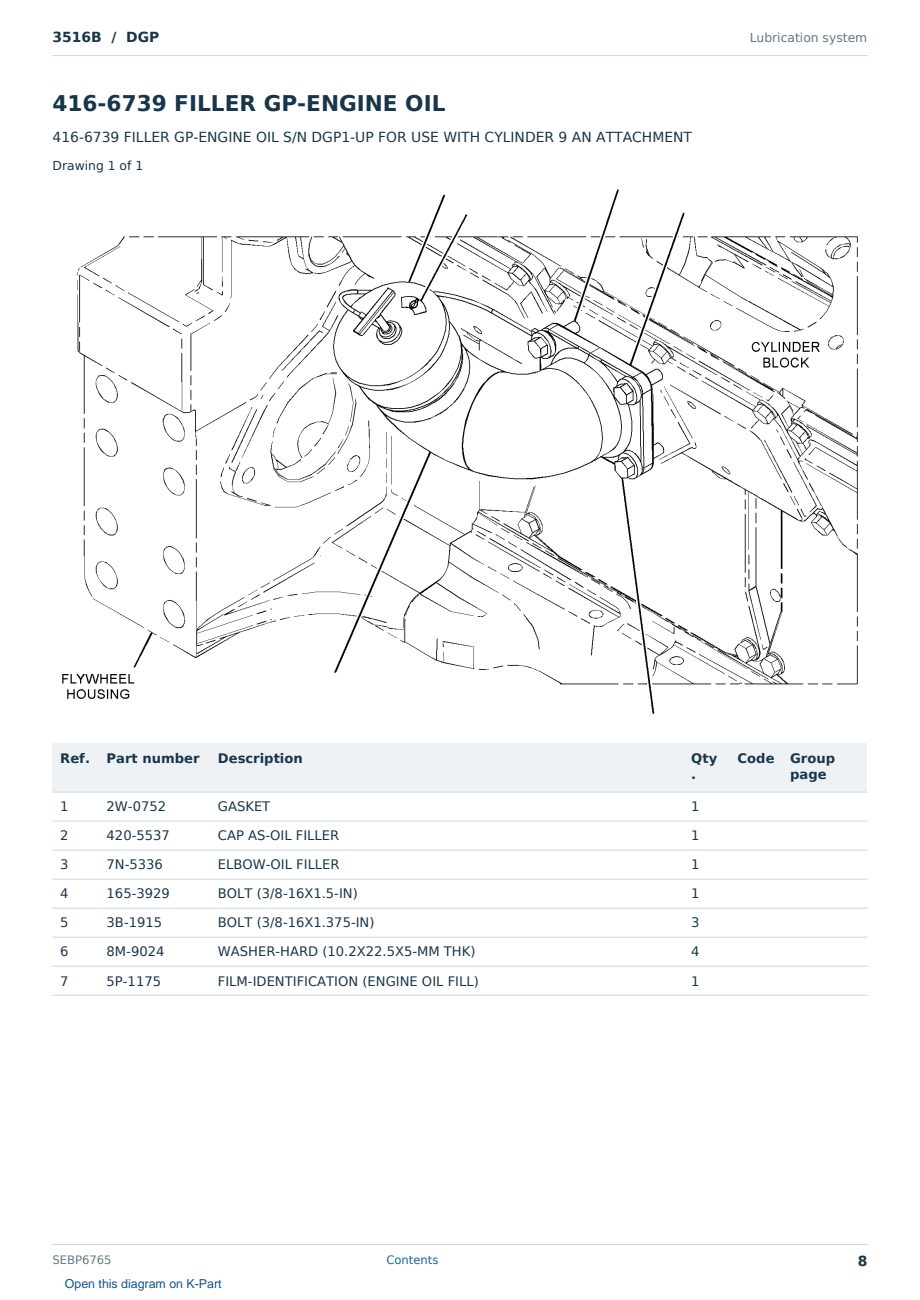 Caterpillar 3516B S/N DGP Partsbook SEBP6765 (English) - sample page 8 of 10 Caterpillar 3516B S/N DGP Partsbook SEBP6765 (English) - sample page 8 of 10