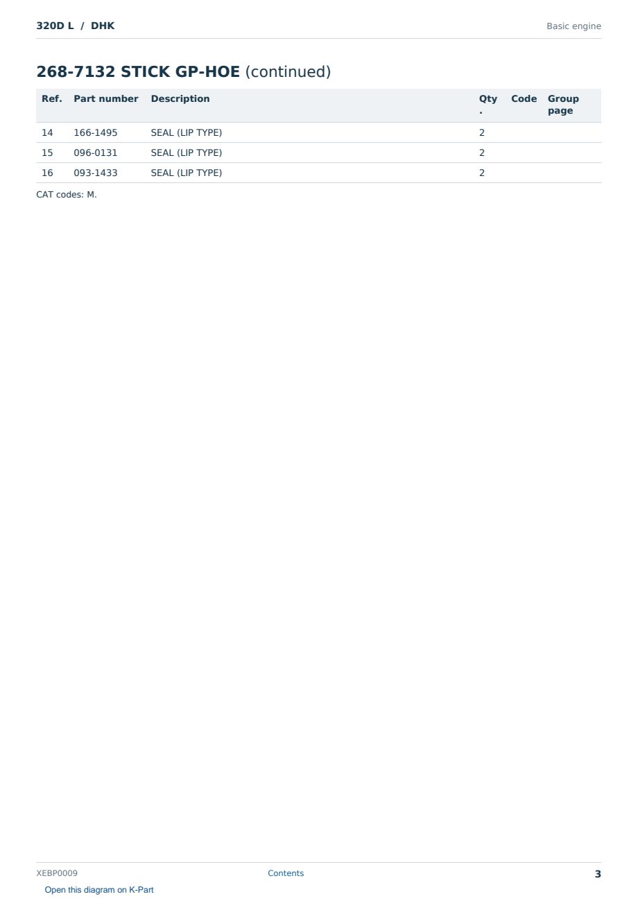 Caterpillar 320D L S/N DHK Partsbook XEBP0009 (English) - sample page 3 of 8 Caterpillar 320D L S/N DHK Partsbook XEBP0009 (English) - sample page 3 of 8